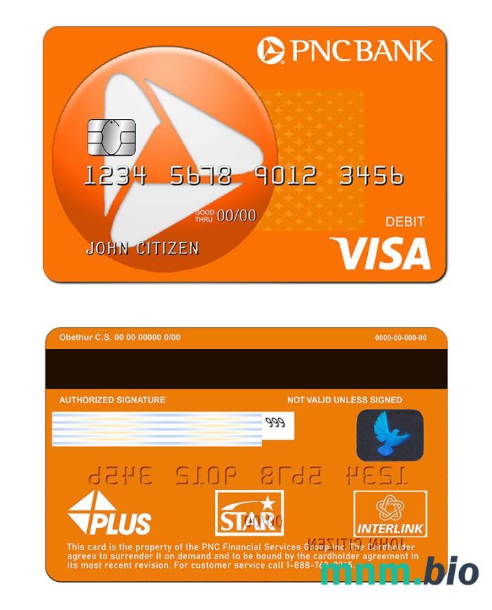 USA PNC bank Visa karta w pełni edytowalne PSD